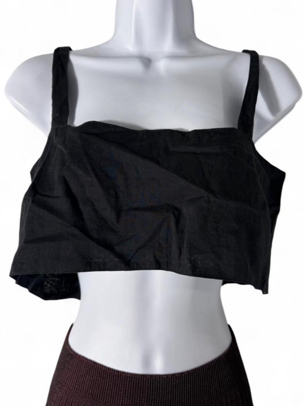 Urban Outfitters Black Cropped Square-Neck Tank Top
